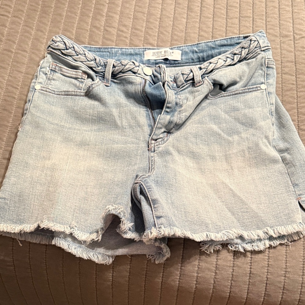 Judy Blue Light Blue Braided Jean Shorts